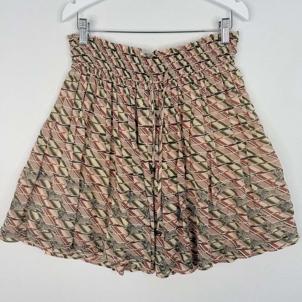 Anthropologie Lil Grassland Gallop Skirt Zebra Print Mini Skirt SZ- Medium Brown